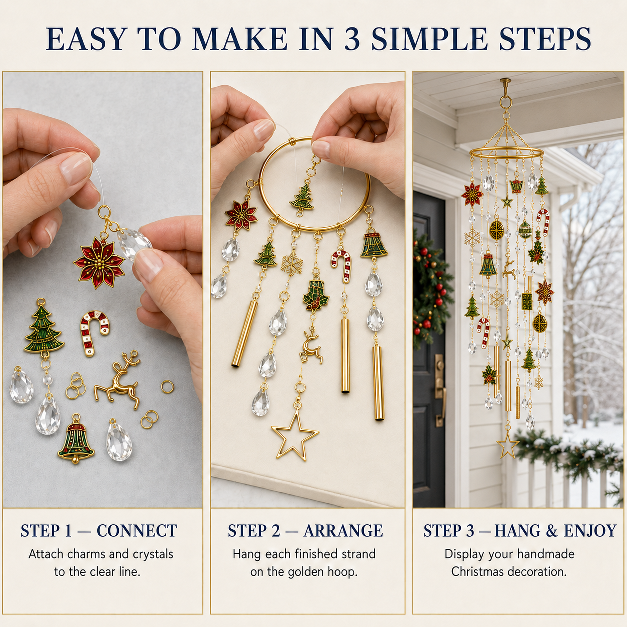 DIY Crystal Christmas Wind Chime Kit – Handmade Holiday Hanging Decoration
