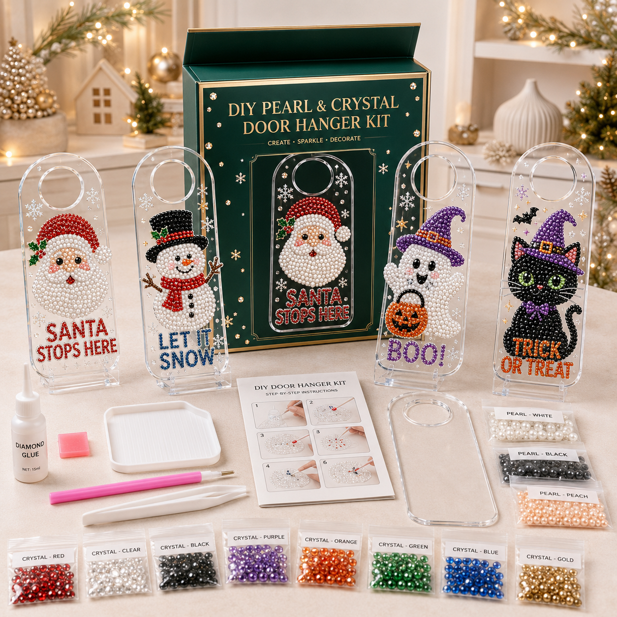 DIY Pearl & Crystal Door Hanger Kit – Sparkling Seasonal Hanging Décor
