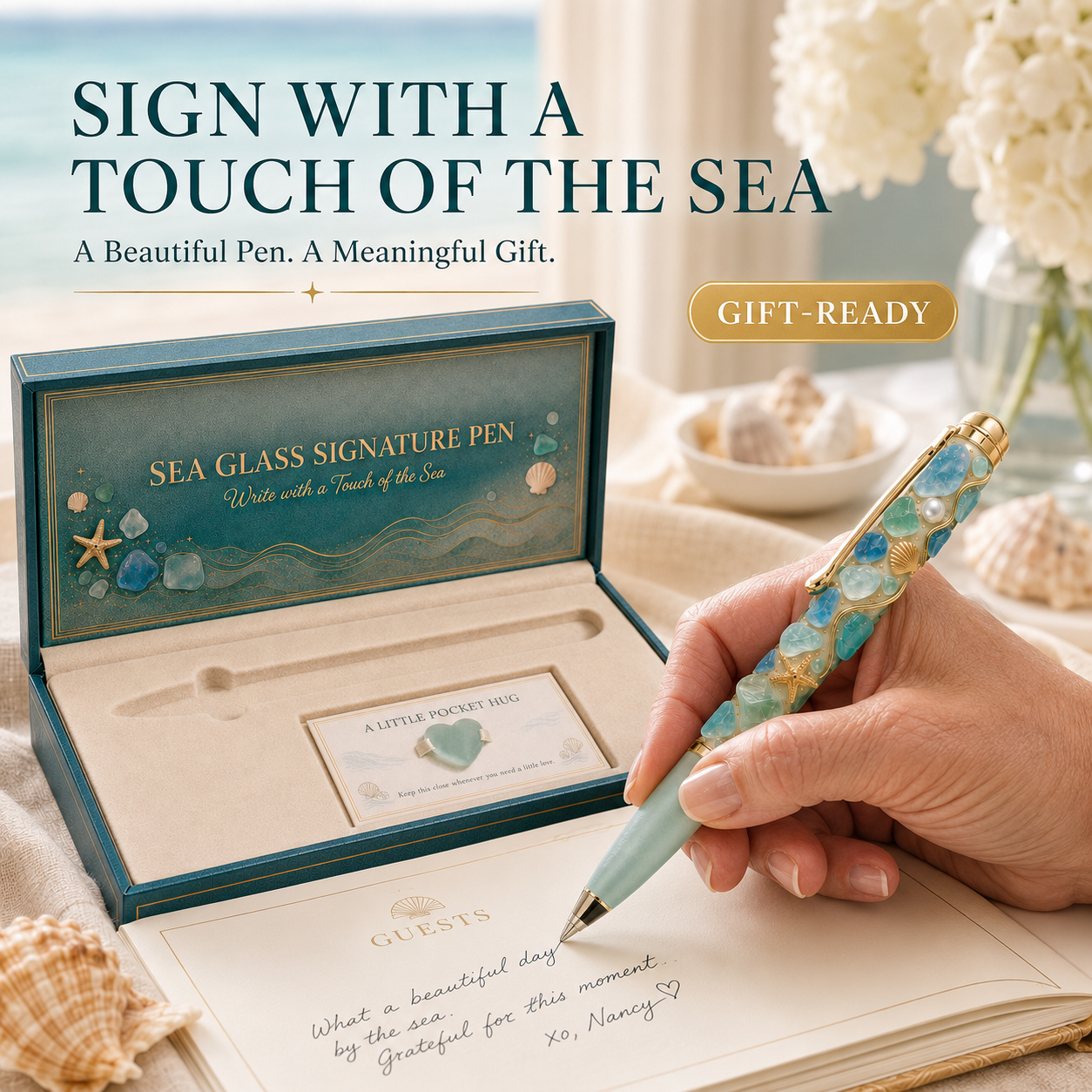 📢The Last 30🔥 - Sea Glass Signature Pen & Pocket Hug