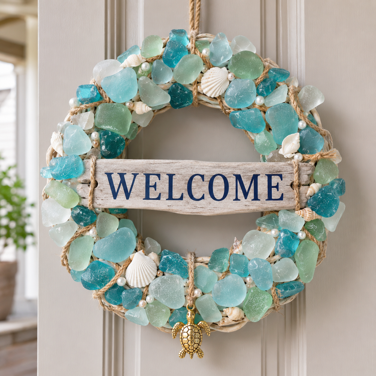 DIY Sea Glass Welcome Wreath