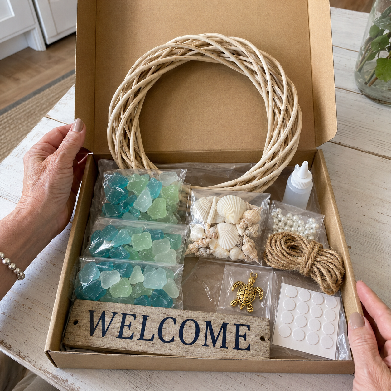 DIY Sea Glass Welcome Wreath