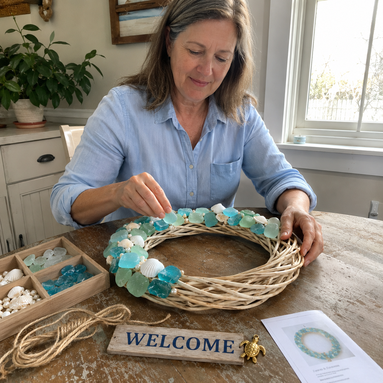 DIY Sea Glass Welcome Wreath