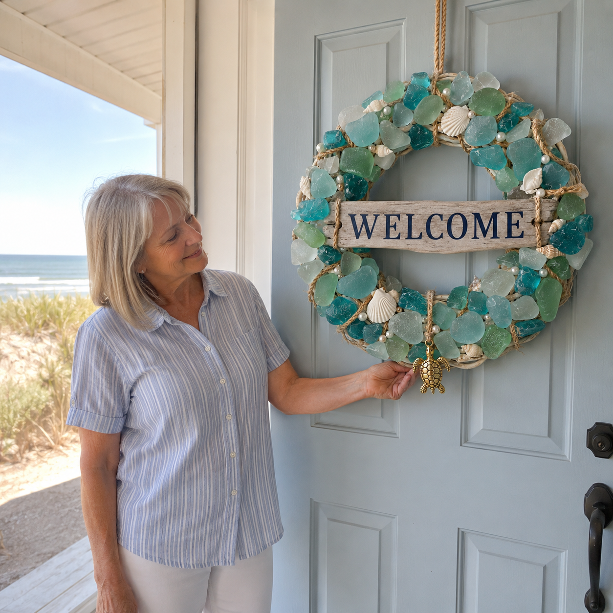 DIY Sea Glass Welcome Wreath