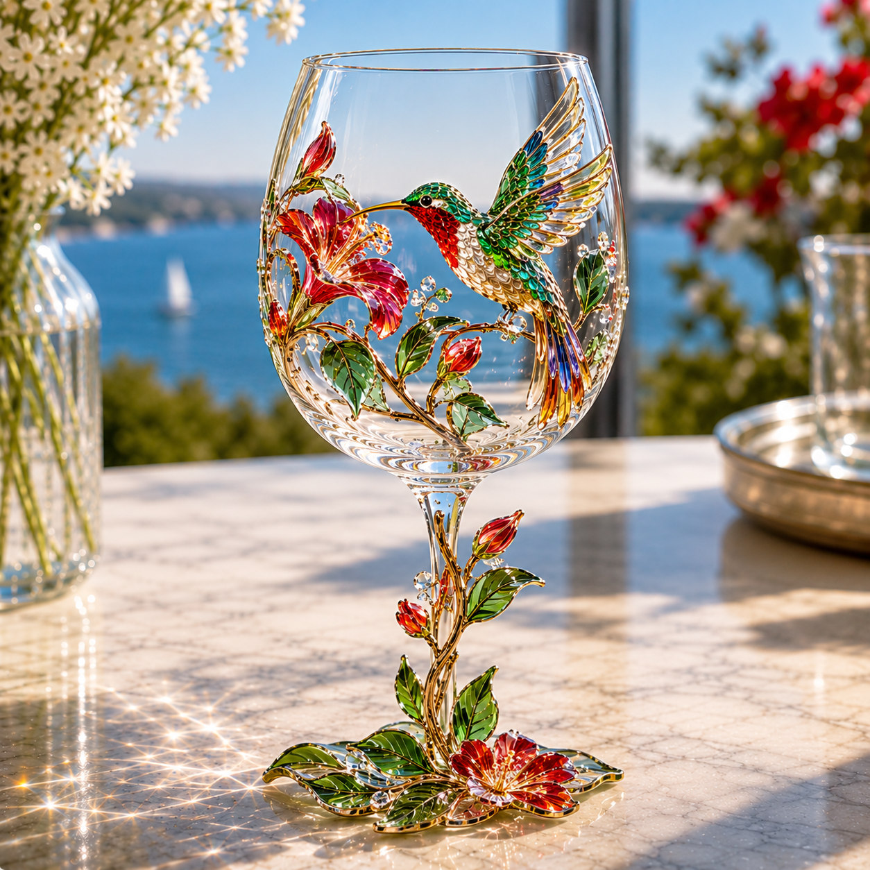 Hummingbird 3D Bird Wine Glass