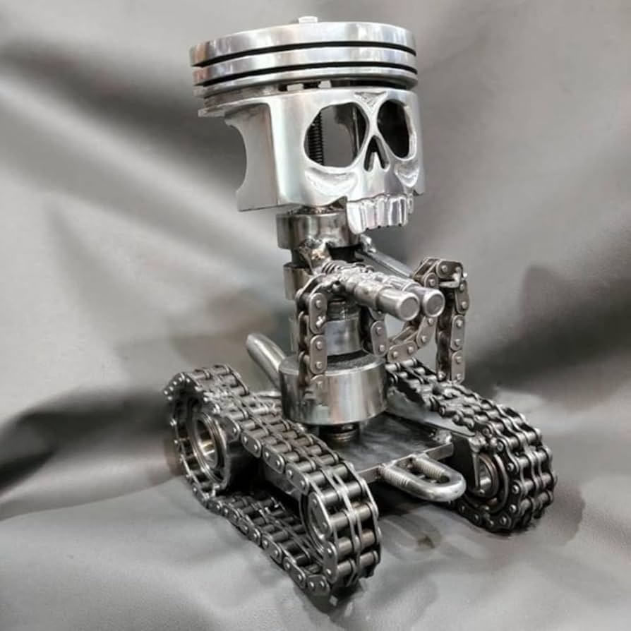 Piston Skull Face Sculpture
