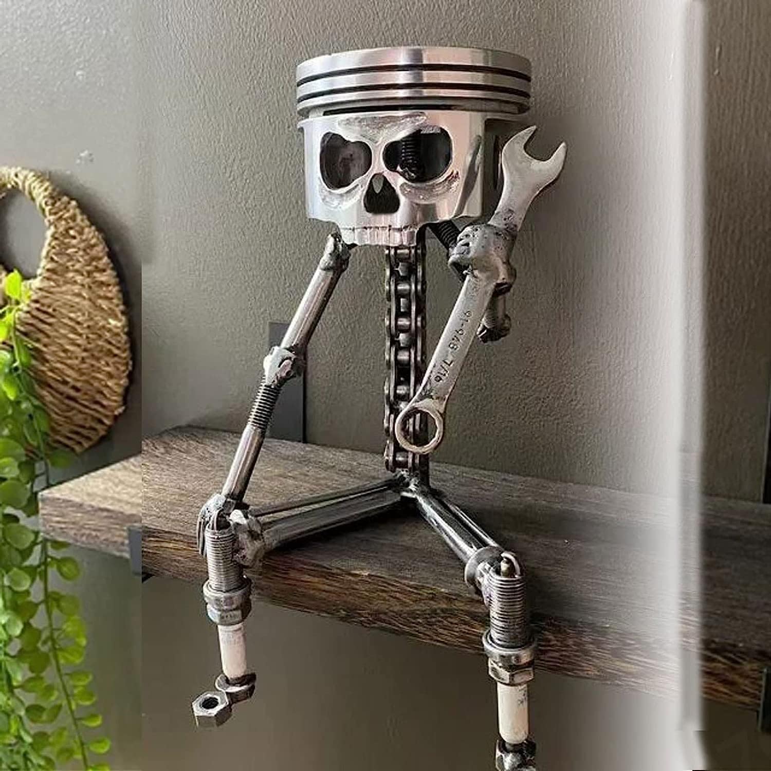 Piston Skull Face Sculpture
