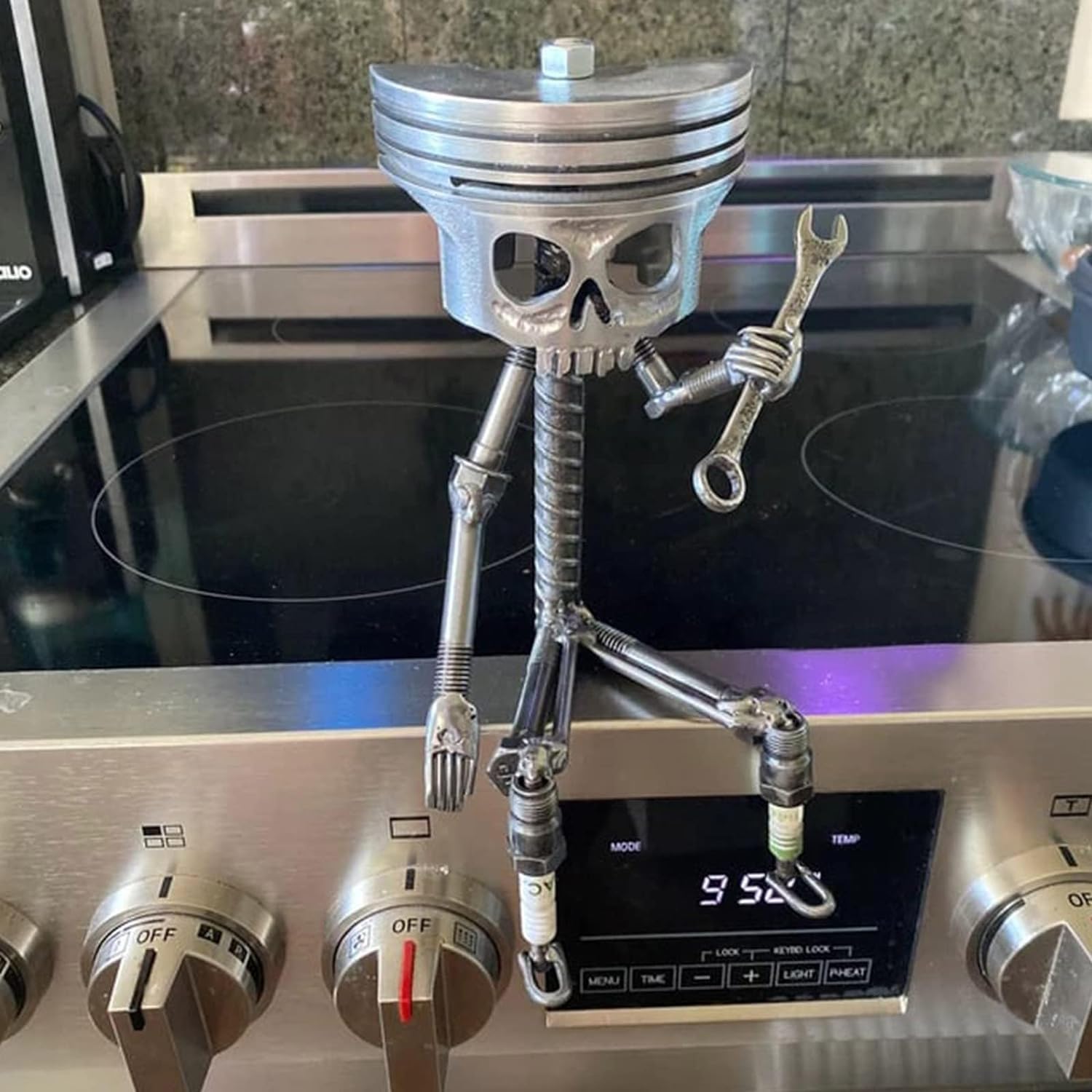 Piston Skull Face Sculpture