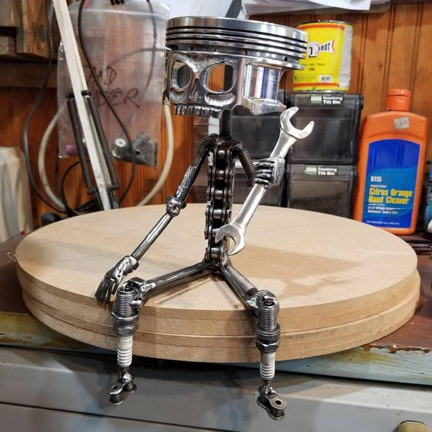 Piston Skull Face Sculpture