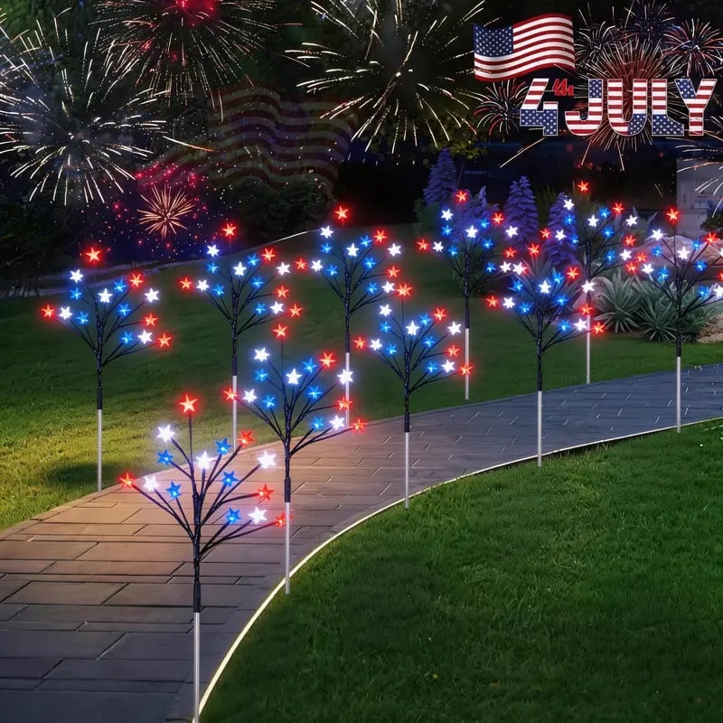 🌈Light Up Your 4th of July – 6-Pack Flag Lights with 6 Stunning Modes for Yard & Pathway