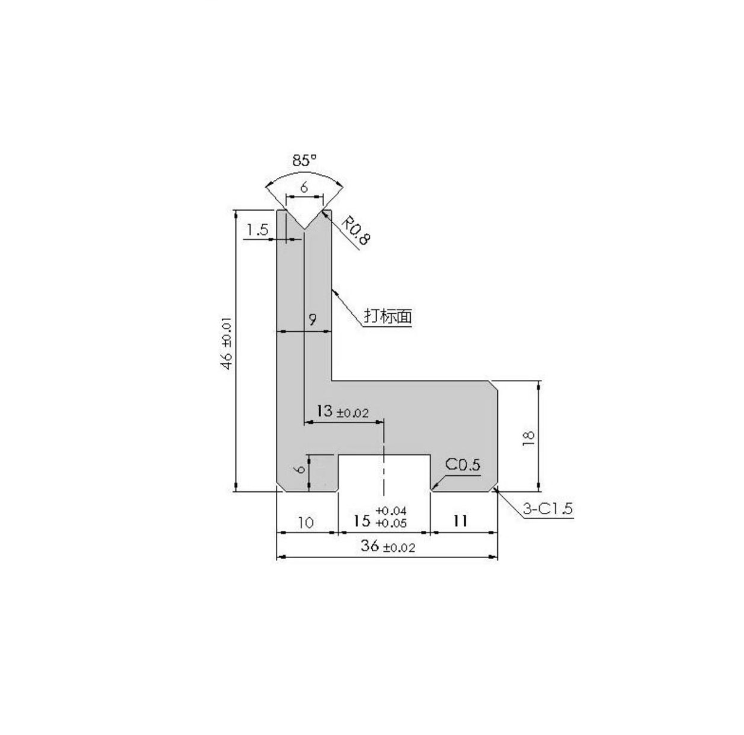 L-shaped single V6 concentric lower mold H46A85