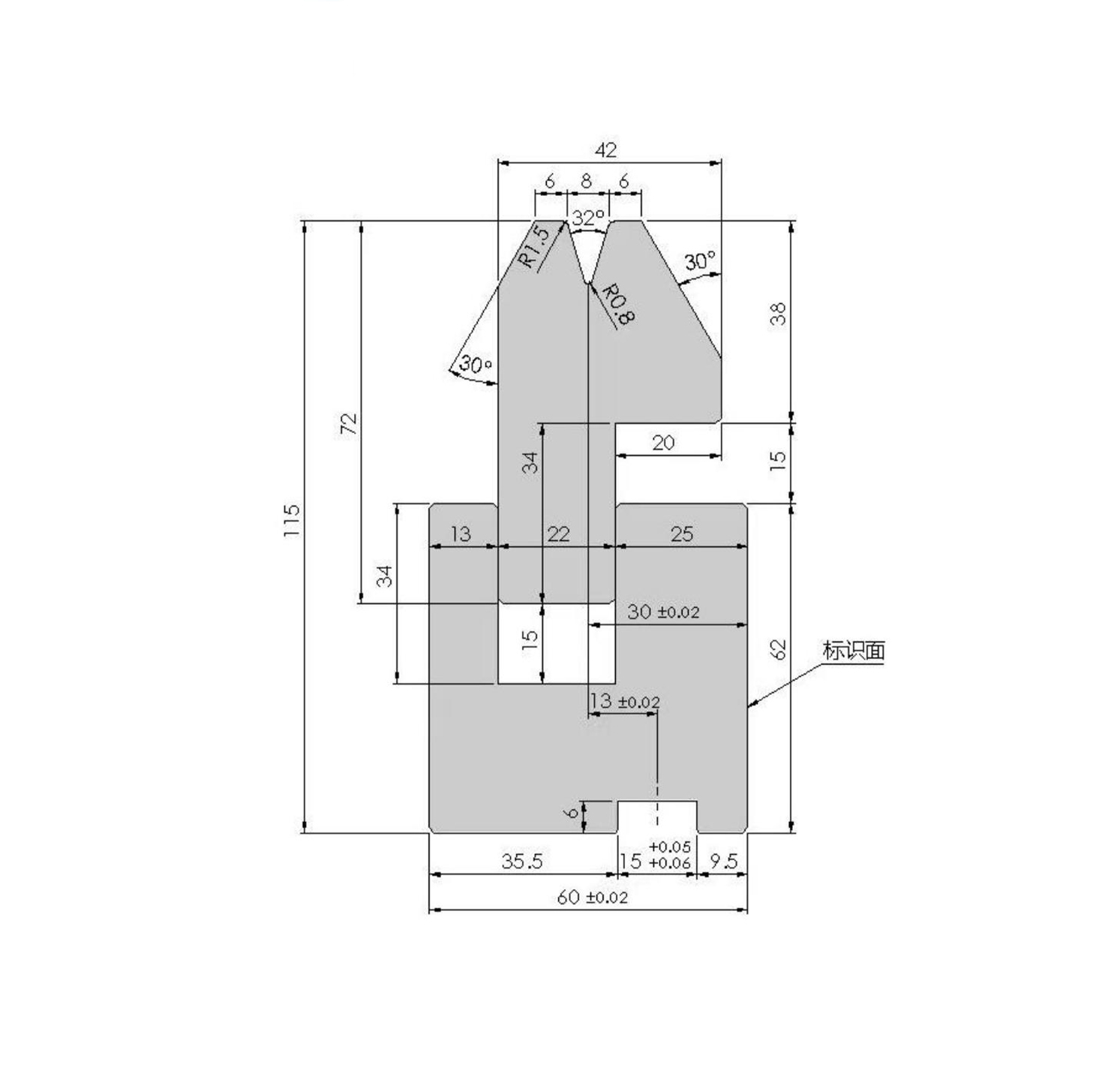 V8 double folding lower mold H115