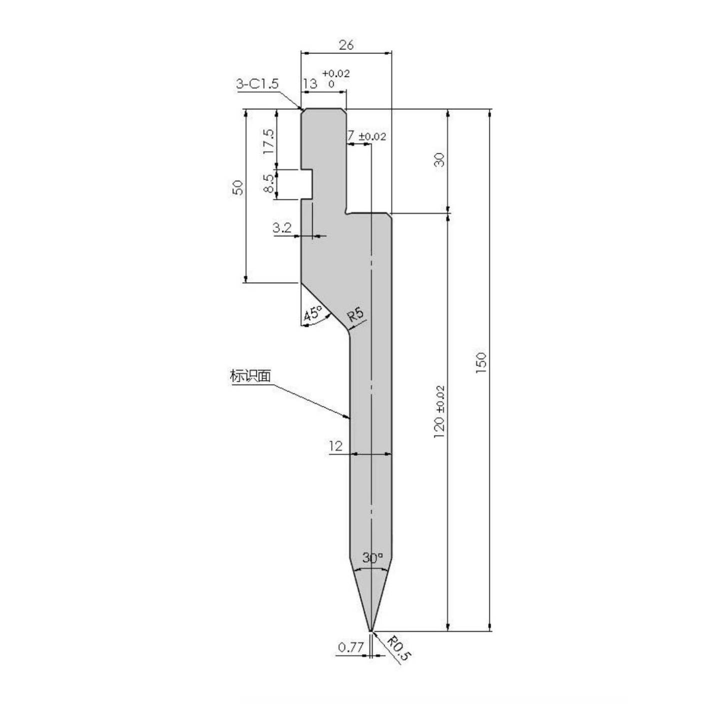 215 sharp knife H120W26