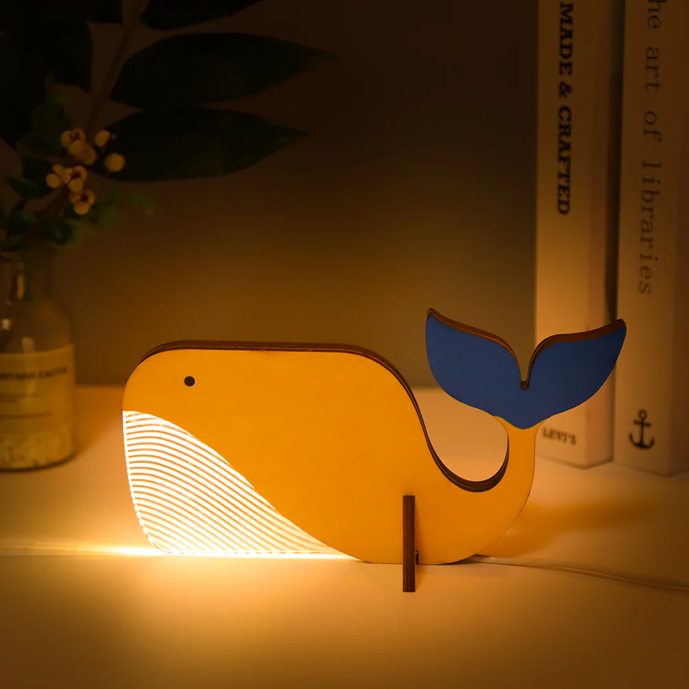 Lampe veilleuse LED en bois Animaux – chambre enfants et bébés