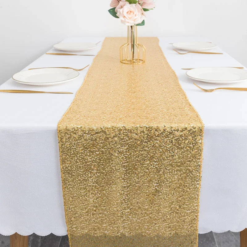 Chemin De Table Doré Avec Paillettes Raffinées Pour Décoration légante Et Distinguée