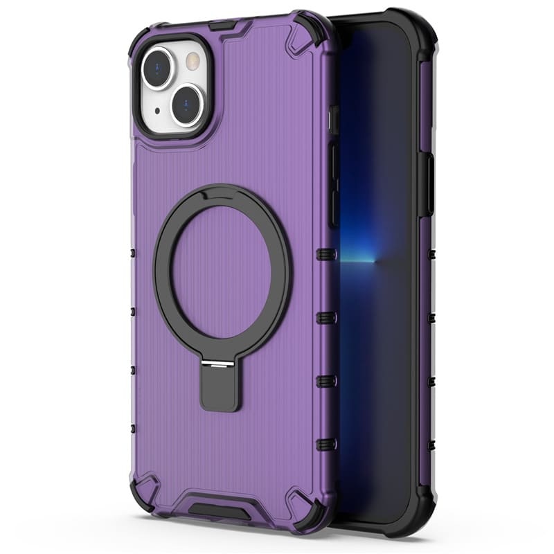 360° Rotating Magnetic Stand Case with Grooved Stripes for iPhone 16