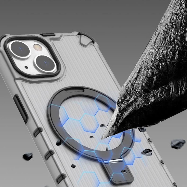 360° Rotating Magnetic Stand Case with Grooved Stripes for iPhone 16