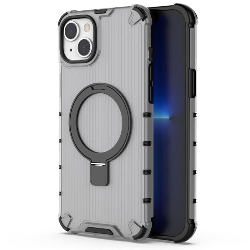 360° Rotating Magnetic Stand Case with Grooved Stripes for iPhone 16