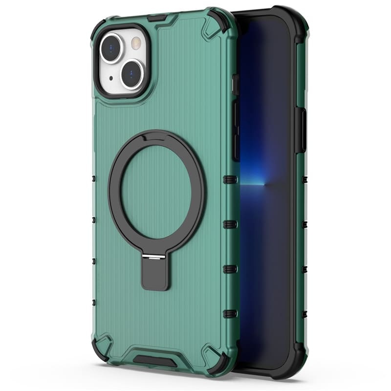 360° Rotating Magnetic Stand Case with Grooved Stripes for iPhone 16