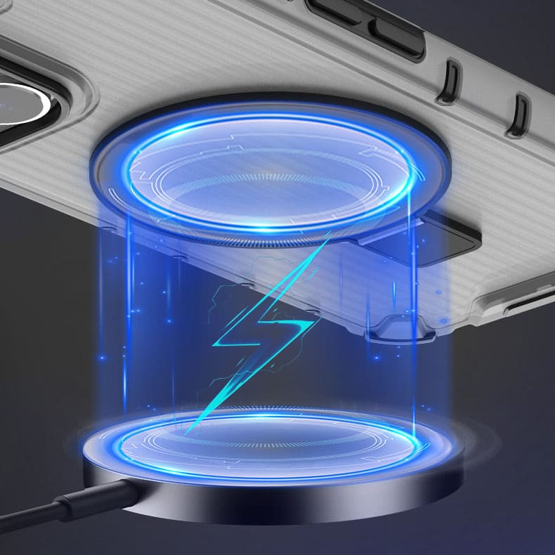 360° Rotating Magnetic Stand Case with Grooved Stripes for iPhone 16