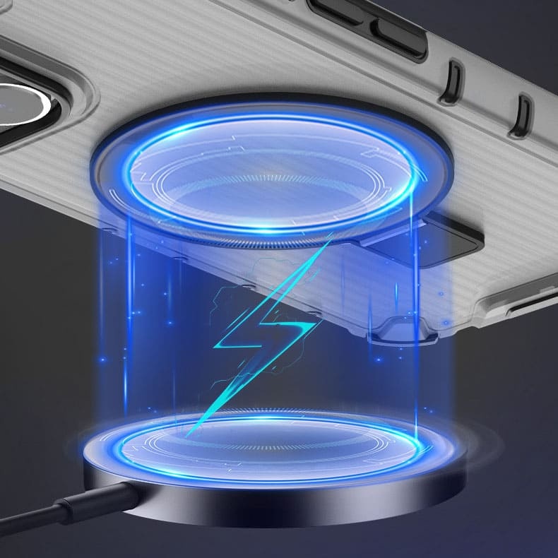 360° Rotating Magnetic Stand Case with Grooved Stripes for iPhone 16