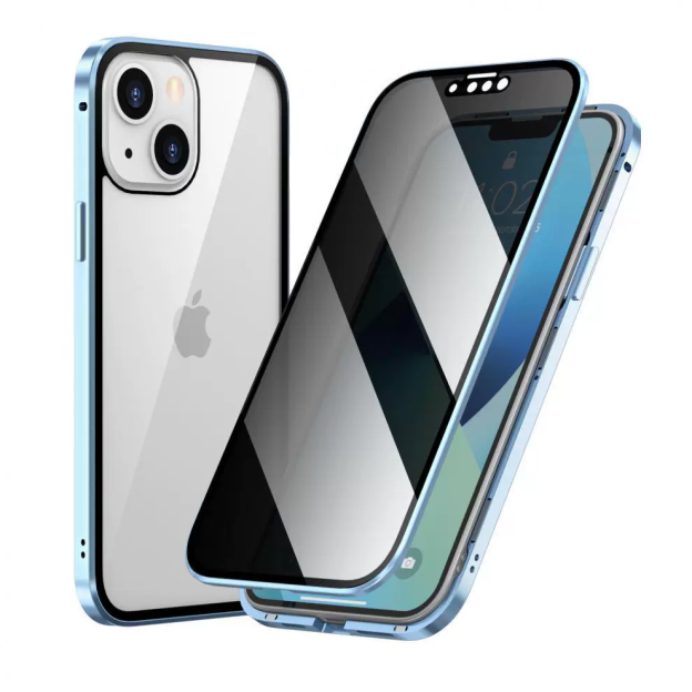 Anti-Peeping Double-Sided Glass Metal Transparent Mobile Phone Case For iPhone