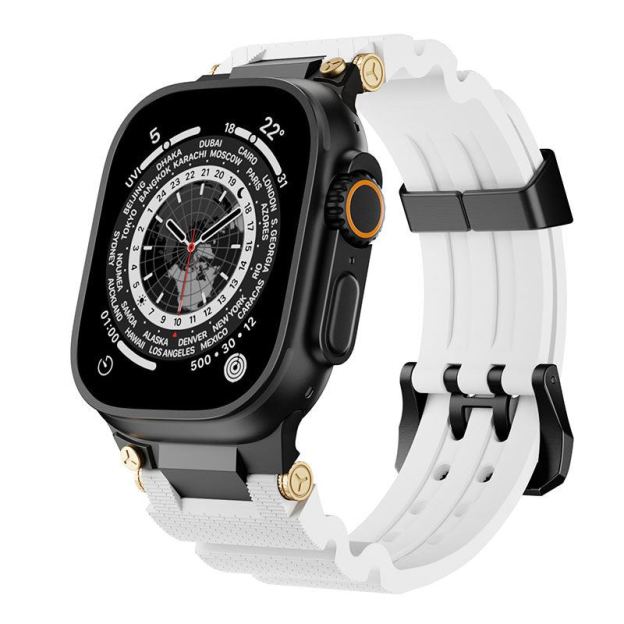 "AdventureFit" Silicone Breathable Sports Metal Connector Band For Apple Watch