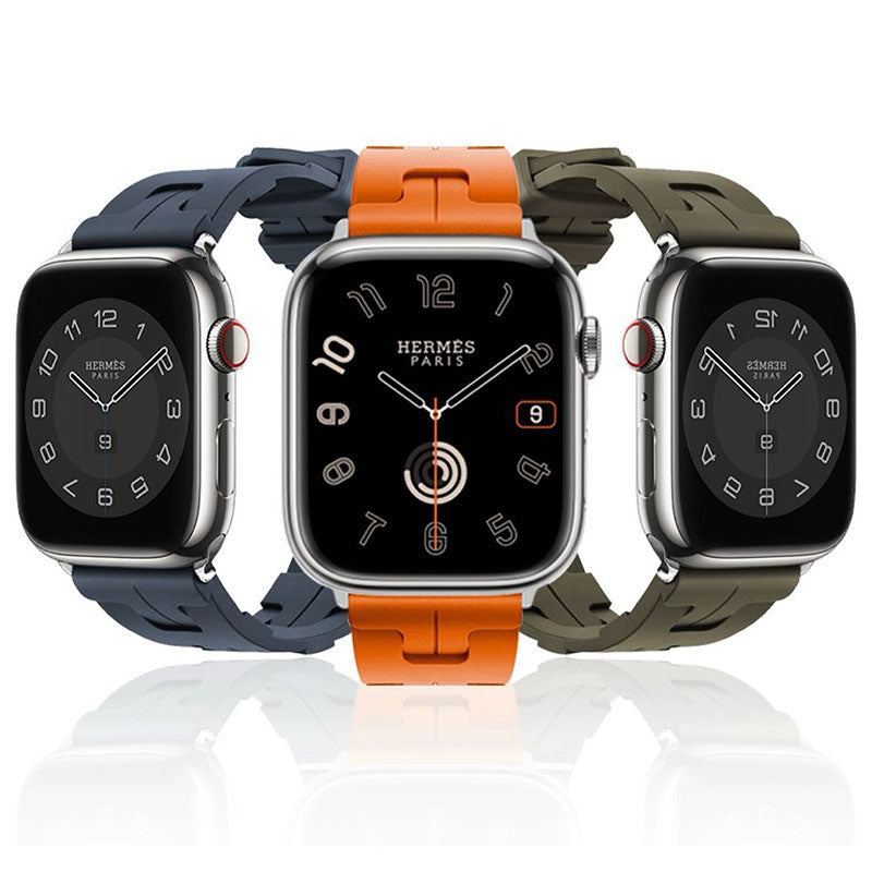 "Candy Color H-Type" Liquid Silicone Folding Buckle Band For Apple Watch