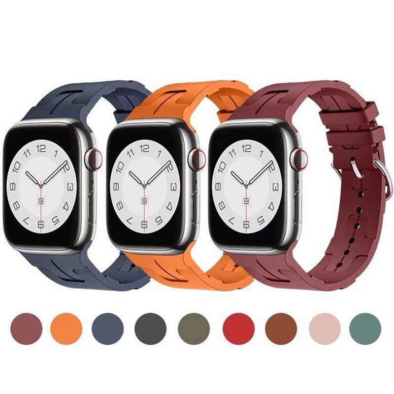 "Candy Color H-Type" Liquid Silicone Folding Buckle Band For Apple Watch