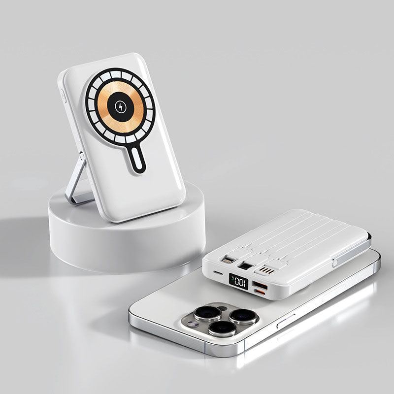 "Chubby' 20000mAh 66W Wireless Fast Charging Power Bank With Built-In Magnetic Suction Cable