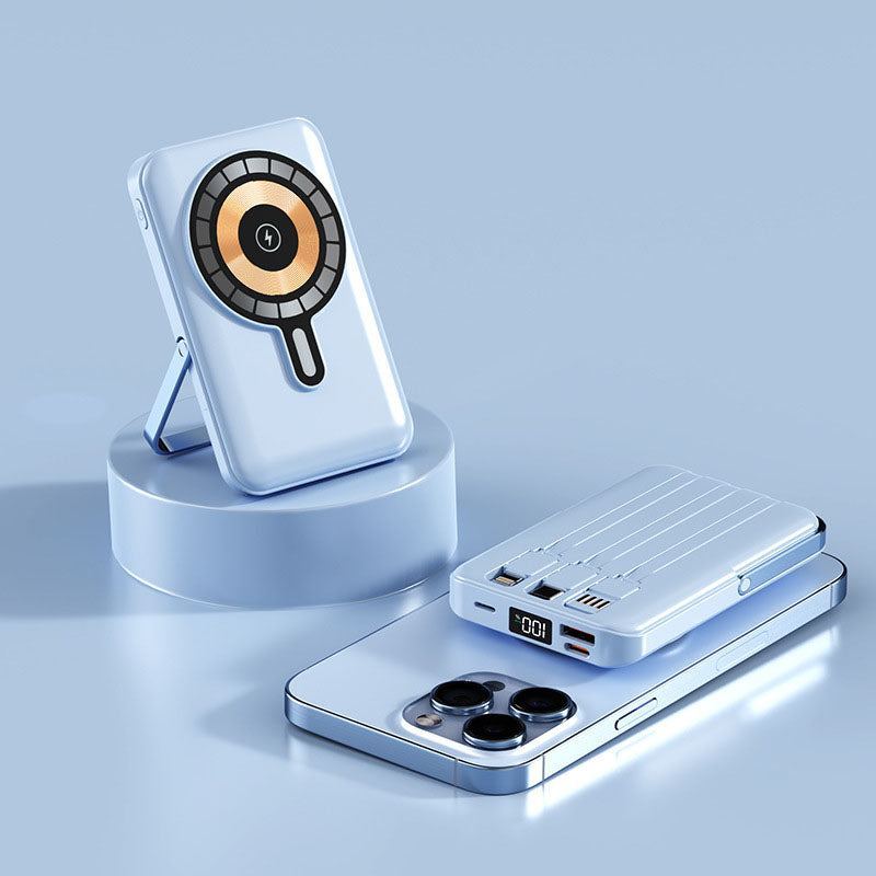 "Chubby' 20000mAh 66W Wireless Fast Charging Power Bank With Built-In Magnetic Suction Cable