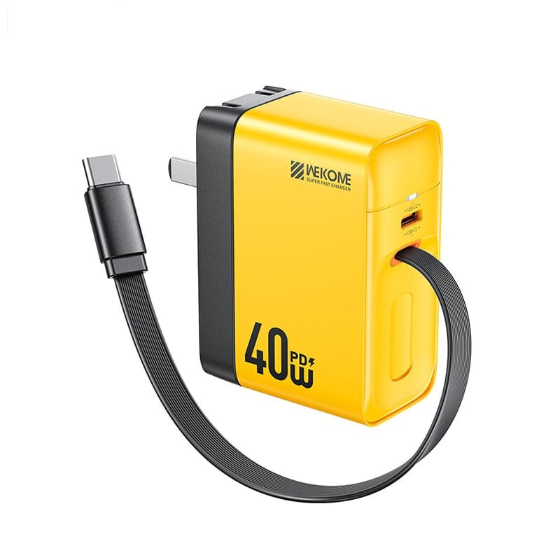 "Chubby" 40W Fast Charging Gan Dual-Input With Retractable Cable And Foldable Plug