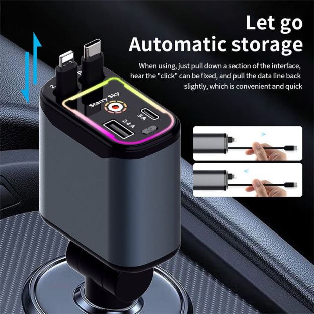 ChubbyCharge 120W RGB Car Charger – Turbo Power with Cool Vibes