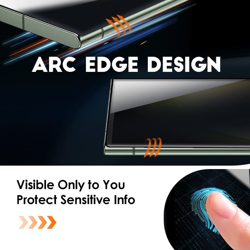 ChubbyShield Curve – Privacy Screen Protector for Samsung S22/S23 Ultra with Fingerprint Unlock & Ultra-Easy Install Box