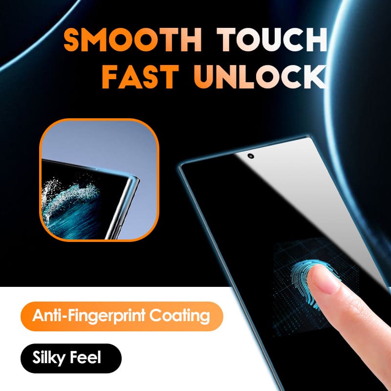 ChubbyShield Curve – Privacy Screen Protector for Samsung S22/S23 Ultra with Fingerprint Unlock & Ultra-Easy Install Box