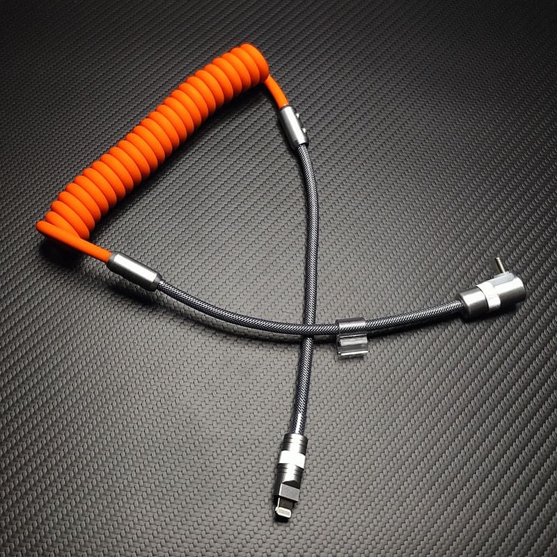 "Color-Blocked Chubby" 2-In-1 90° Elbow Spring Silicone Braided Cable