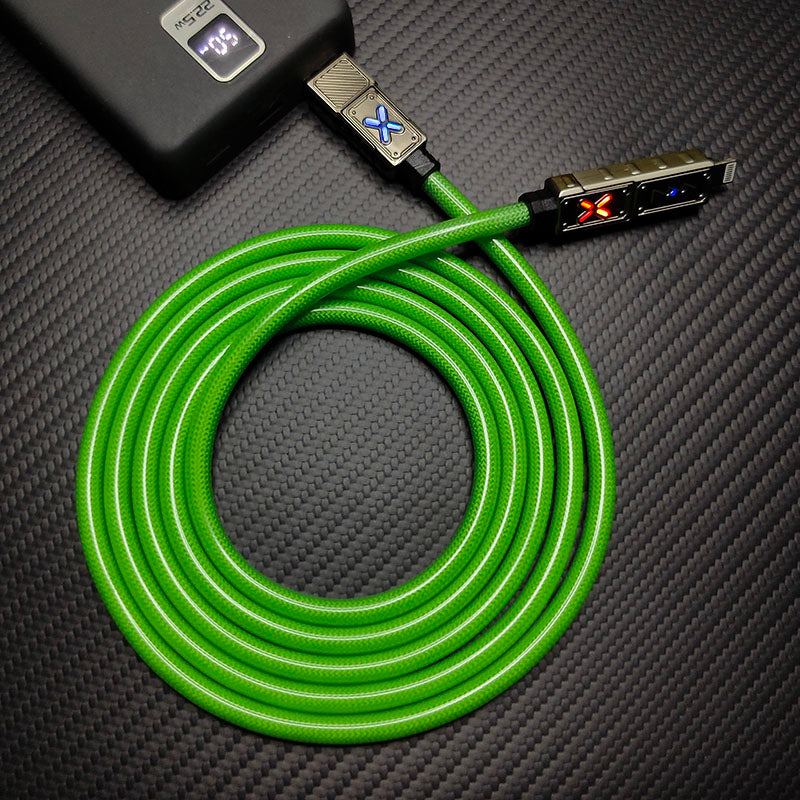 "Dynamic Chubby" 240W 4-In-1 RGB Charging Cable �?Zinc Alloy Connectors