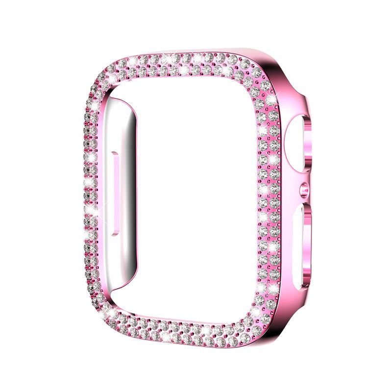 Electroplating Hollow Double Row Diamond Protective Case Suitable For Apple Watch