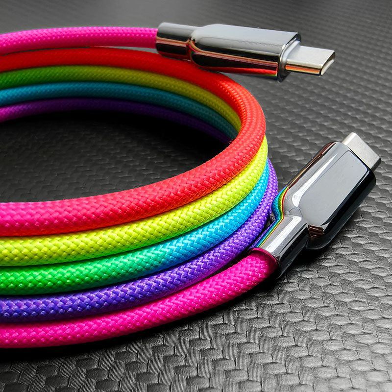 "MagiConnect" 240W Rainbow Magnetic Retractable Charging Cable C+Lightning