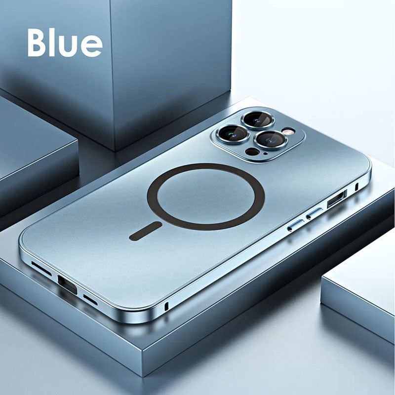 Magnetic Charging Aluminum Bumper Shell for iPhone - Matte Finish