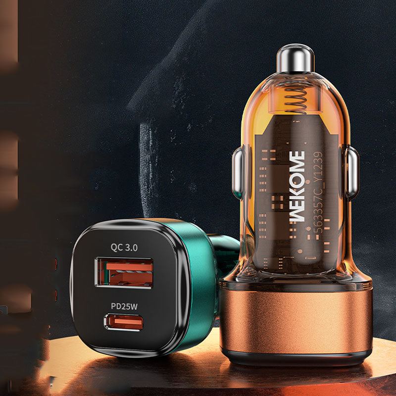 "See Through Me" 43W A+C Ports Fast Charging Car Charger