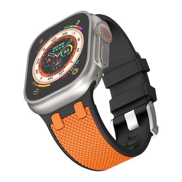 Sports Contrast Color Oak Silicone Watch Band For Apple Watch