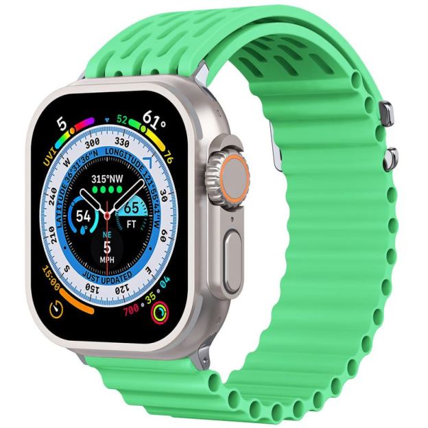 Wave Pattern Horizontal Silicone Breathable Watch Band For Apple Watch