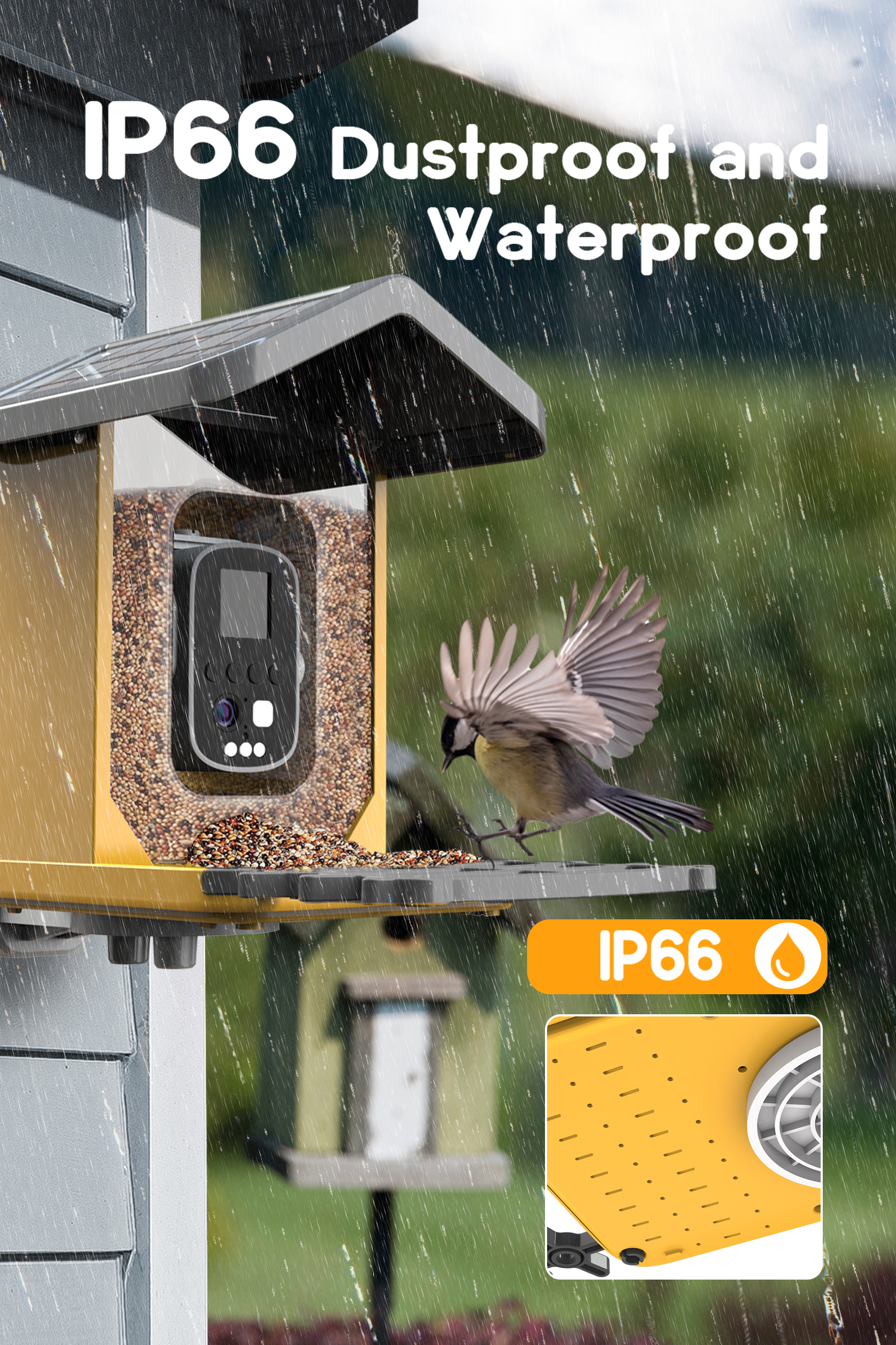 FlowaFoli Bird Feeder with Camera Solar Powered,1080P HD Auto Capture Bird Videos with Panel with Visual Operation, with 32G Card
