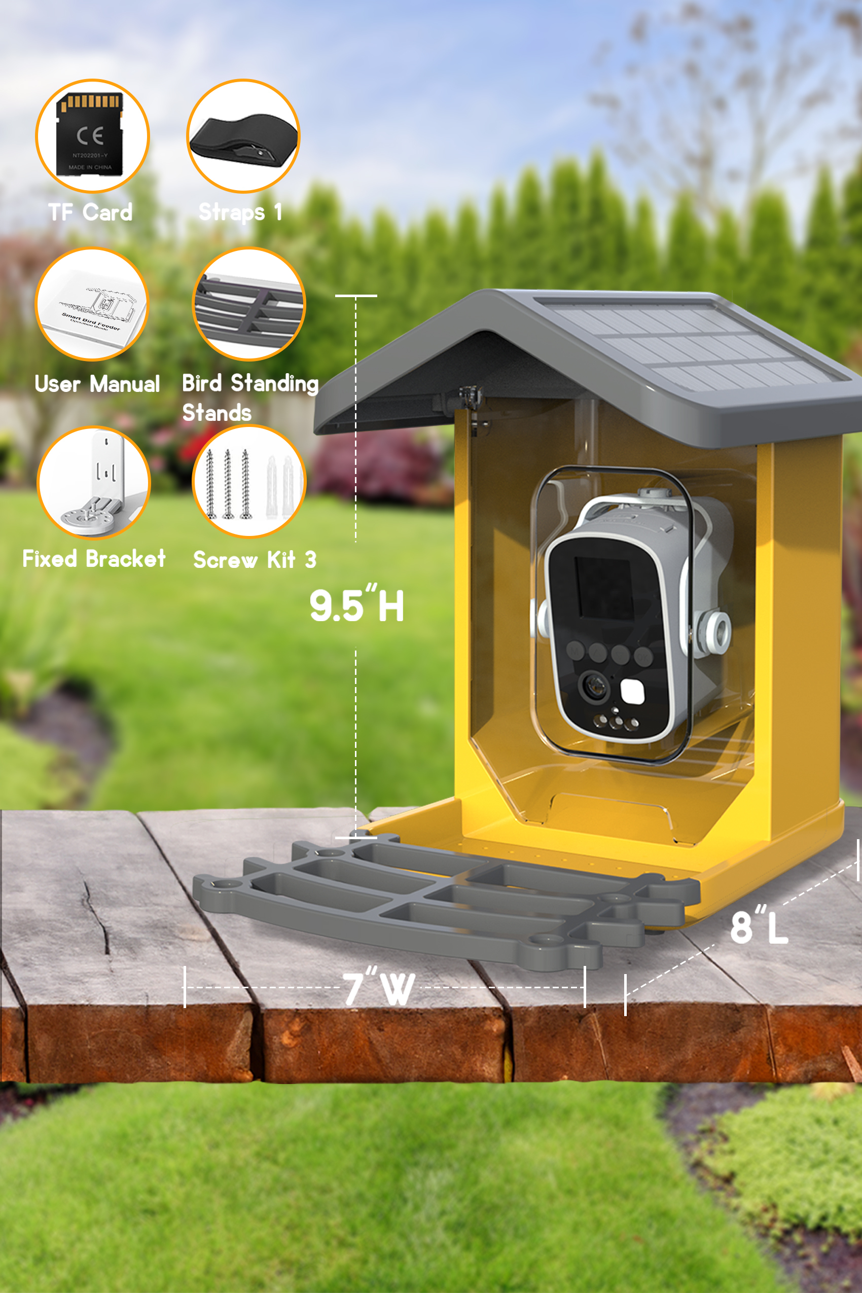 FlowaFoli Bird Feeder with Camera Solar Powered,1080P HD Auto Capture Bird Videos with Panel with Visual Operation, with 32G Card