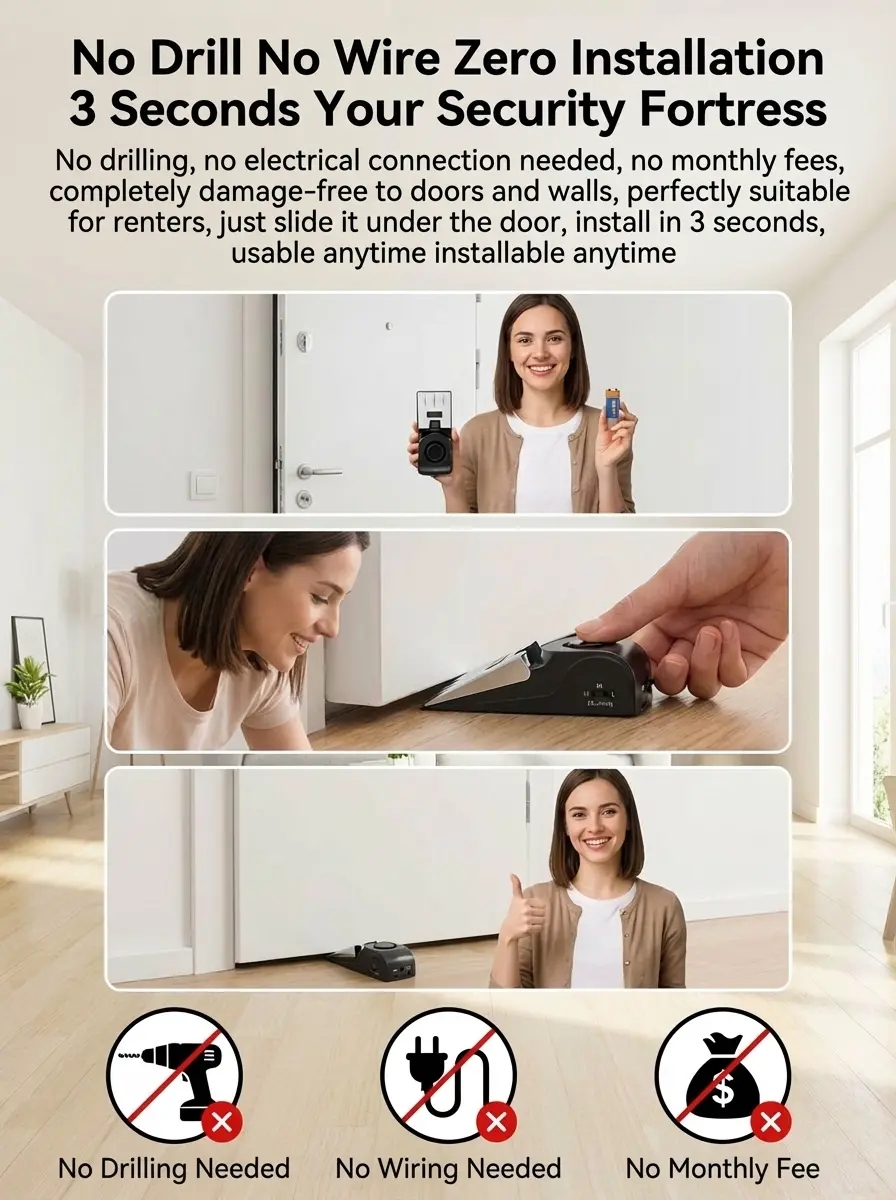 【Anti-Intrusion】Anti-Theft Door Blocking Alarm