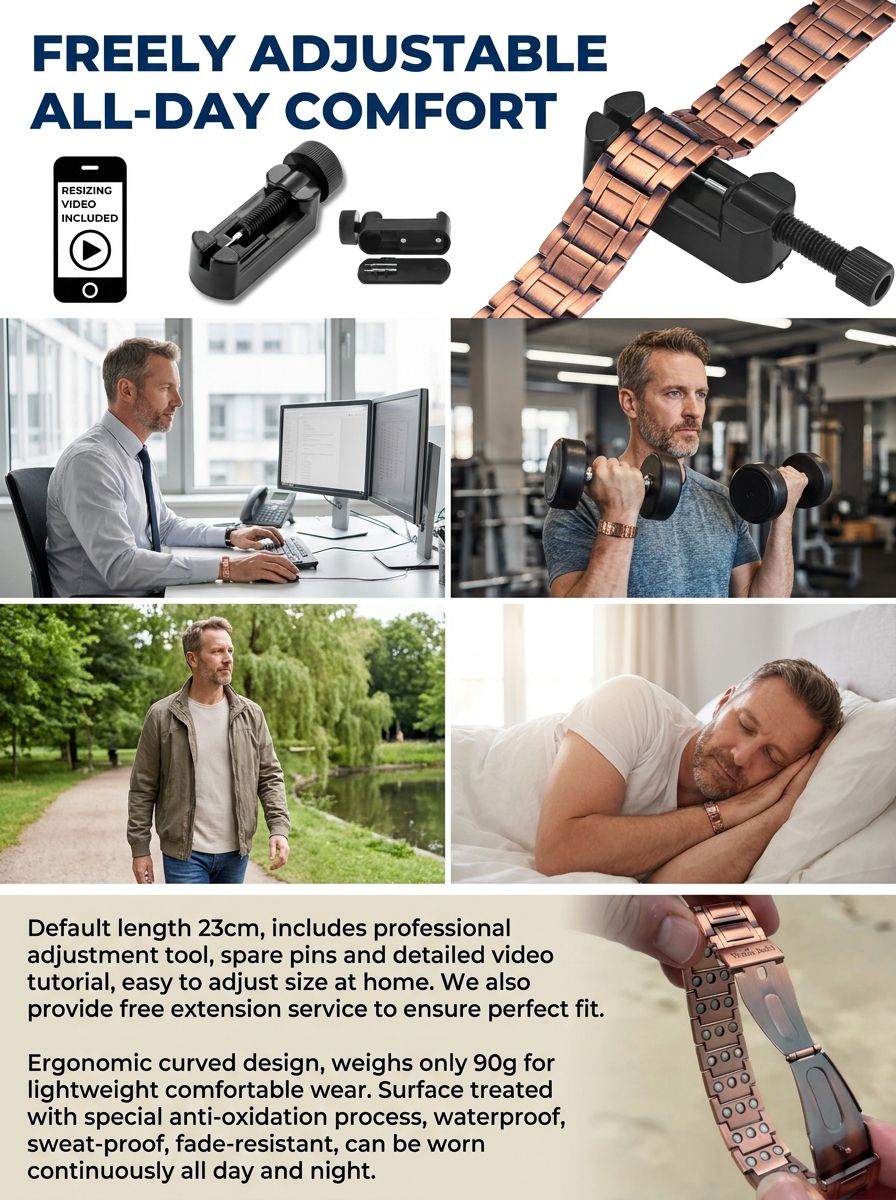 [Upgraded, Widened, Enhanced] Copper Magnetic Therapy Bracelet