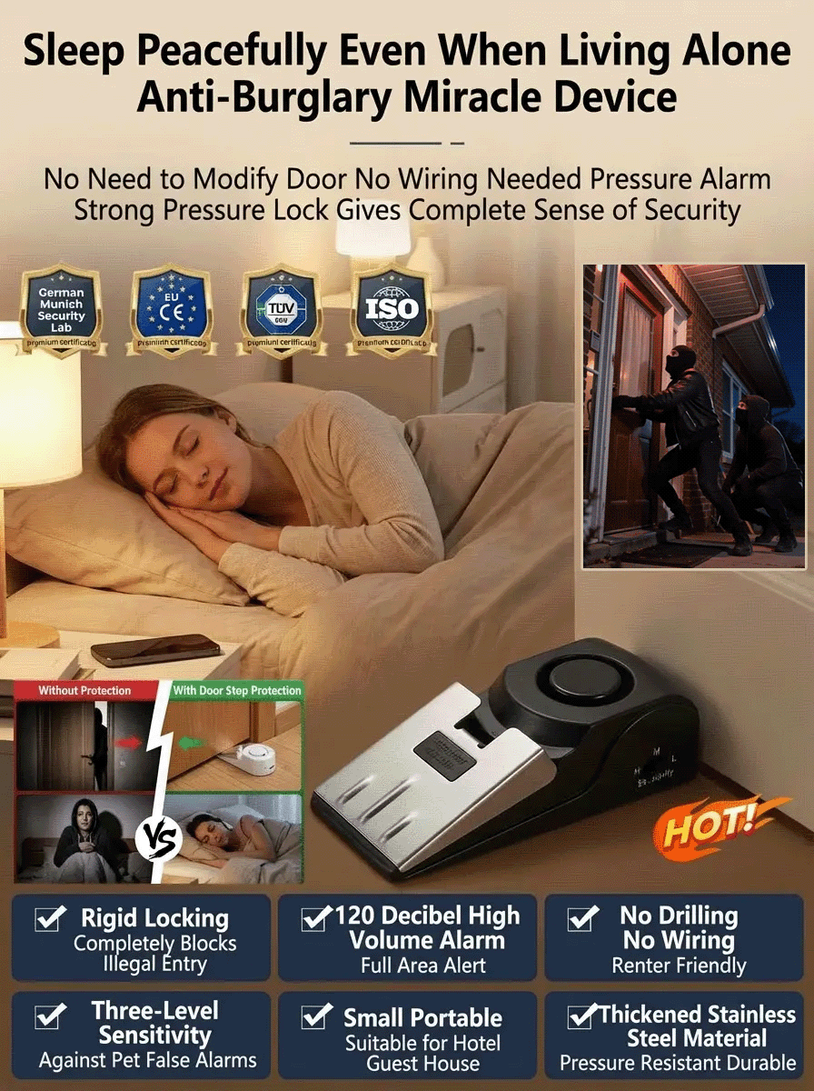 【Anti-Intrusion】Anti-Theft Door Blocking Alarm