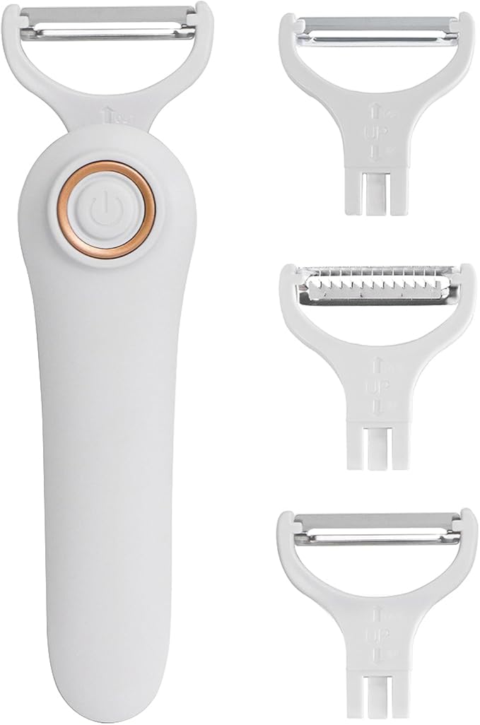 Electric peeler, 3 stainless steel blades, fruit and potato peeler, Type-C charging,