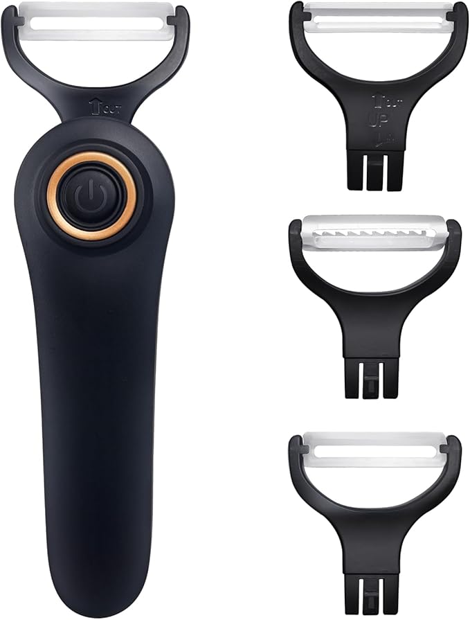 Electric peeler, 3 stainless steel blades, fruit and potato peeler, Type-C charging,
