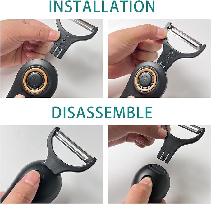 Electric peeler, 3 stainless steel blades, fruit and potato peeler, Type-C charging,